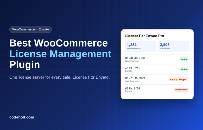 License For Envato Pro dashboard managing WooCommerce and Envato licenses